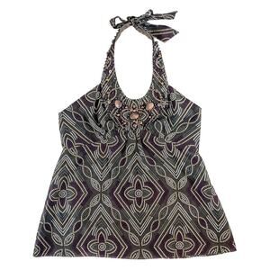 BCBGMAXAZRIA Halter Boho Indie Blouse Womens Size S